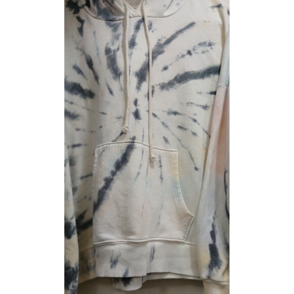 American Eagle Women’s M Tie Dye Hoodie Cropped White Gray Pink Yellow Y2K EUC - Picture 4 of 8